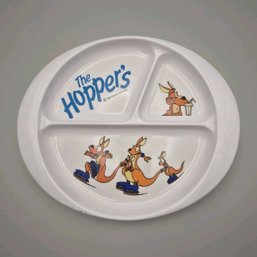 Vintage 1993 The Hooper's Kangaroo Divided Kids Plate Hoover Melamine B-2621